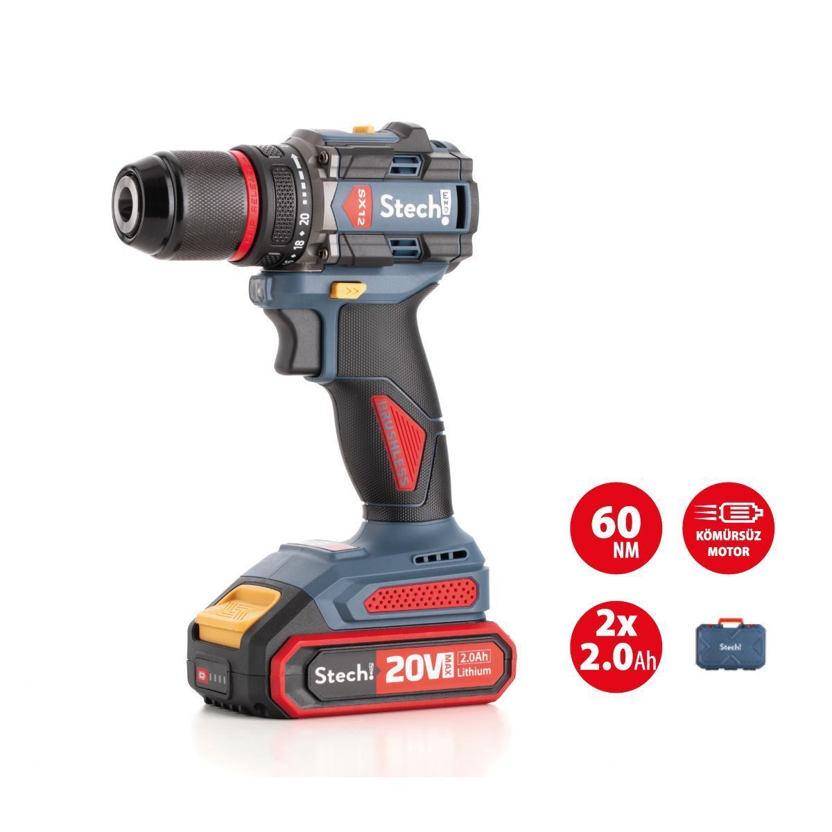 STECHEND SX12 AKÜLÜ DARBESİZ MATKAP 2 AMPER